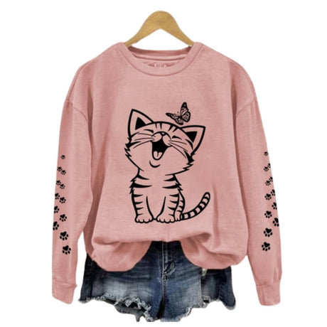 Niedliche Katzenmuster: Bequemer Sweatshirt für Katzenliebhaber